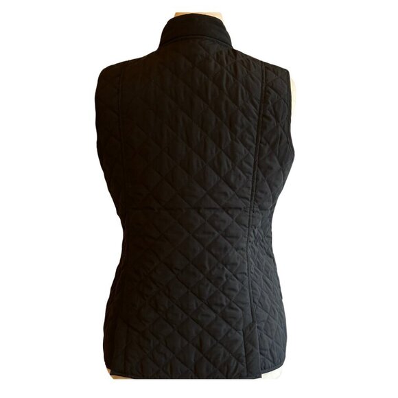 J. Jill Quilted Puffer Snap Front Vest Black with Gold Interior Size MP - Picture 2 of 8